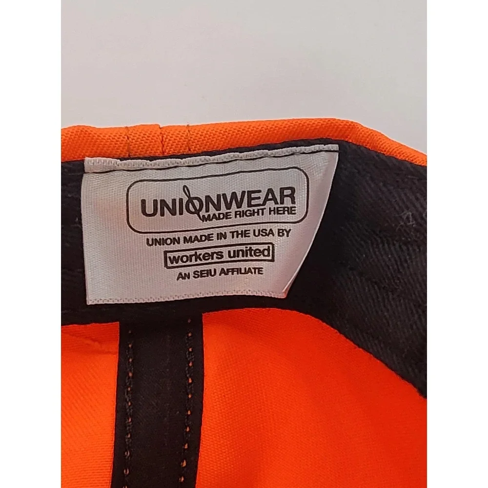 Vintage Unionwear Made‎ in America Orange Baseball Cap Hat USA Flag Casualwear